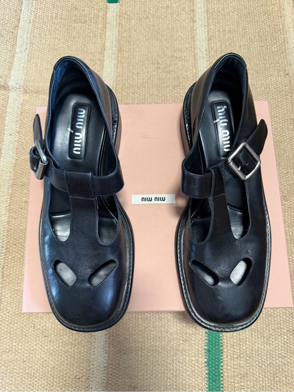Authentic Miu Miu Black Leather shoes, Size 40 (with box)